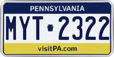 PA license plate MYT2322