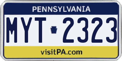 PA license plate MYT2323