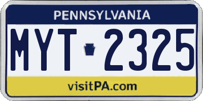 PA license plate MYT2325