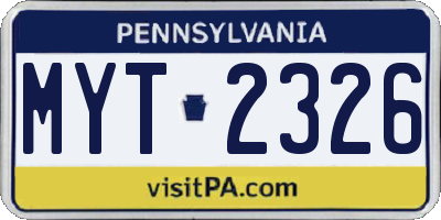 PA license plate MYT2326