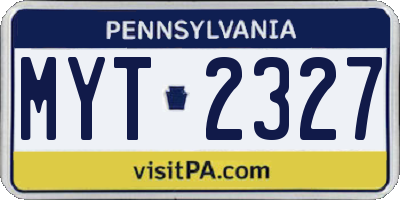 PA license plate MYT2327
