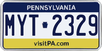 PA license plate MYT2329