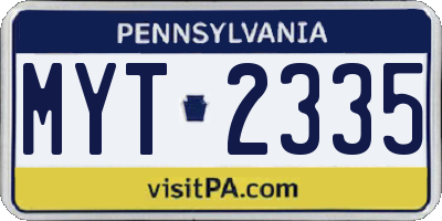 PA license plate MYT2335