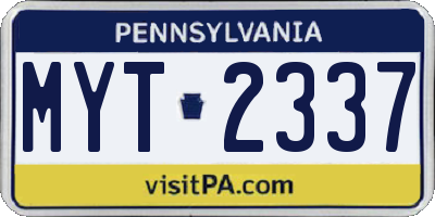 PA license plate MYT2337