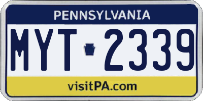 PA license plate MYT2339