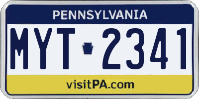 PA license plate MYT2341