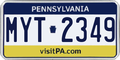 PA license plate MYT2349
