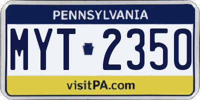 PA license plate MYT2350