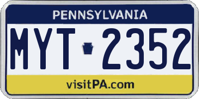 PA license plate MYT2352