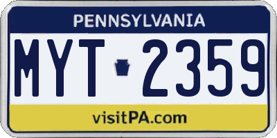 PA license plate MYT2359