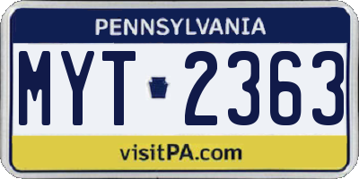 PA license plate MYT2363