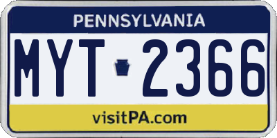 PA license plate MYT2366