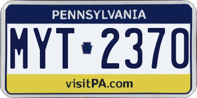 PA license plate MYT2370