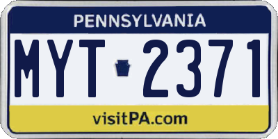PA license plate MYT2371