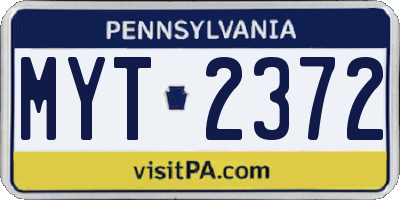 PA license plate MYT2372