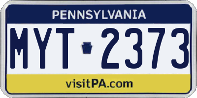 PA license plate MYT2373
