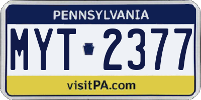 PA license plate MYT2377