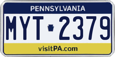PA license plate MYT2379
