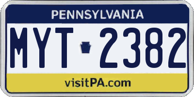 PA license plate MYT2382