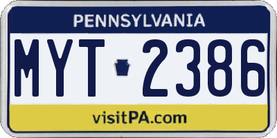 PA license plate MYT2386
