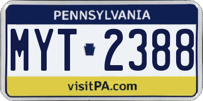 PA license plate MYT2388