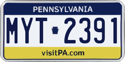 PA license plate MYT2391