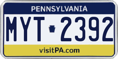 PA license plate MYT2392
