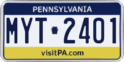 PA license plate MYT2401