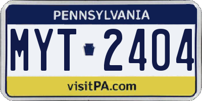 PA license plate MYT2404