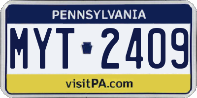 PA license plate MYT2409