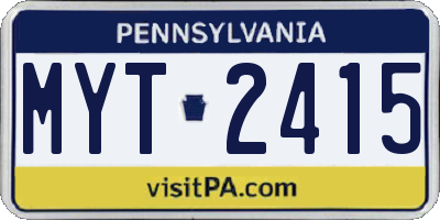 PA license plate MYT2415