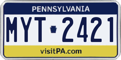 PA license plate MYT2421