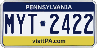 PA license plate MYT2422
