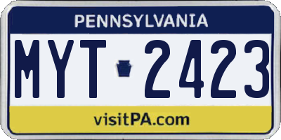PA license plate MYT2423