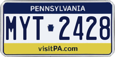 PA license plate MYT2428
