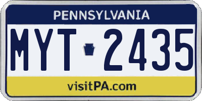 PA license plate MYT2435