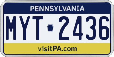 PA license plate MYT2436