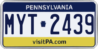 PA license plate MYT2439