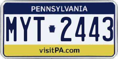 PA license plate MYT2443