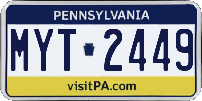PA license plate MYT2449