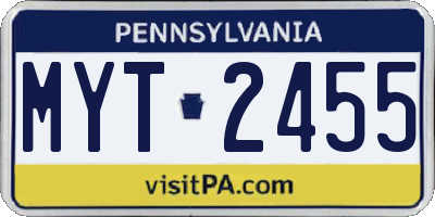 PA license plate MYT2455
