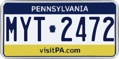 PA license plate MYT2472
