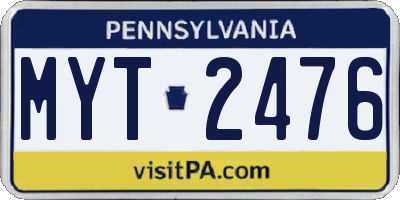 PA license plate MYT2476