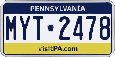 PA license plate MYT2478