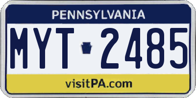 PA license plate MYT2485