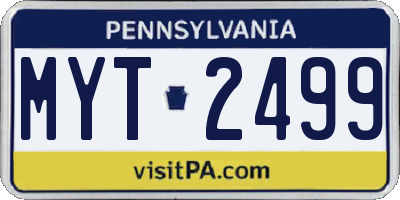 PA license plate MYT2499