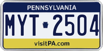 PA license plate MYT2504