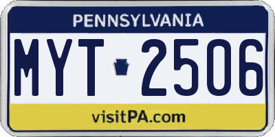 PA license plate MYT2506