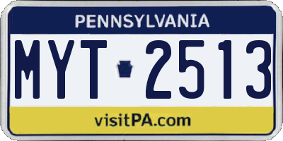 PA license plate MYT2513