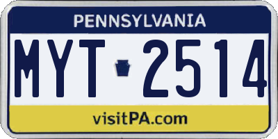 PA license plate MYT2514